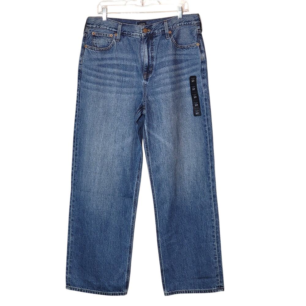 J. Crew NWT 90s Vintage Baggy High Rise Jeans Blue Denim Size 31T - Picture 2 of 12